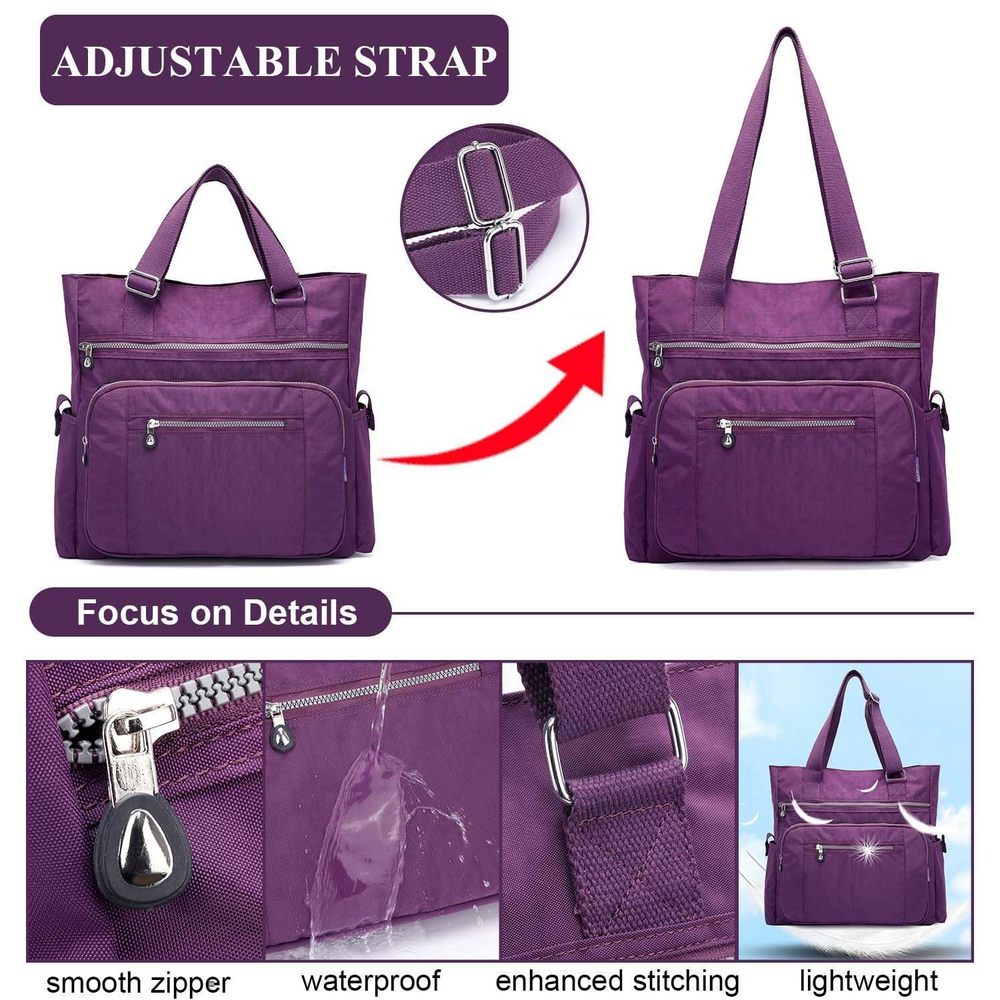 Tote Bag, Waterproof Nylon Shoulder Bags, Multi Pockets Tote c: - Picture 5 of 6